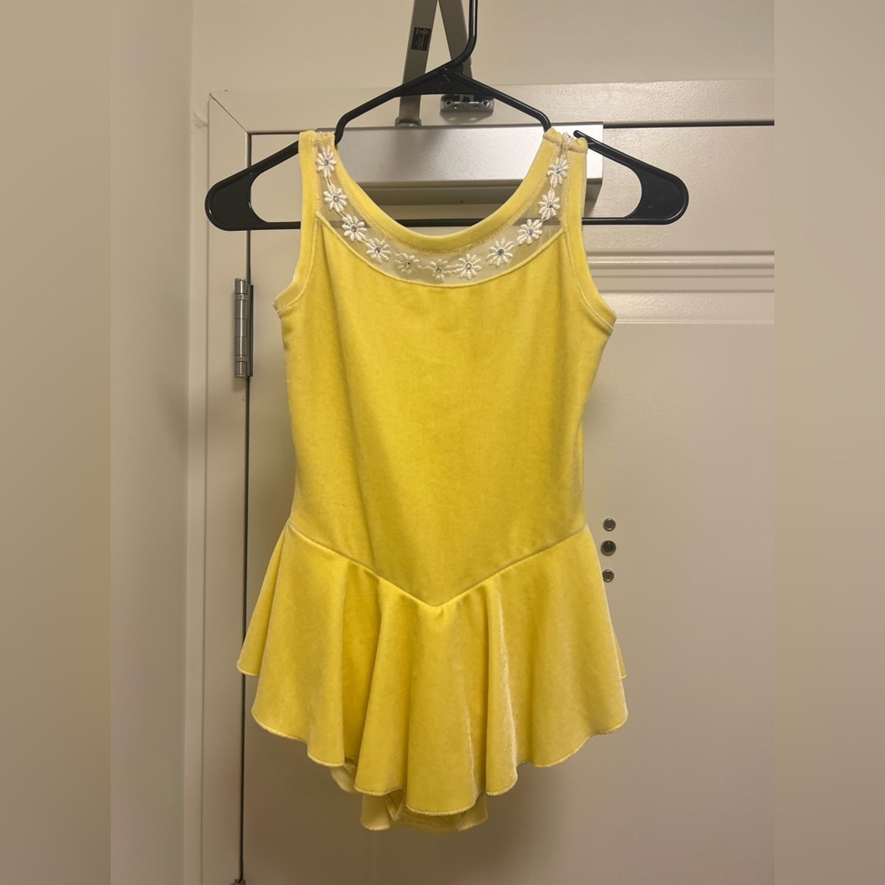 Super cute yellow sunflower ice skating/figure skating dress